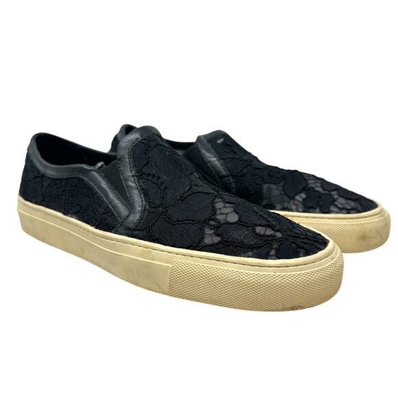 Sandro Anikka Lace Sneakers Slip-On Flat Black Size 39 US 8.5 - Picture 1 of 16